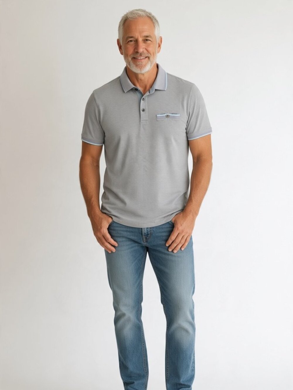 👕 Ted Baker London Men's Polo Sz 4 Runs Small Grey Tipped Collar Pocket